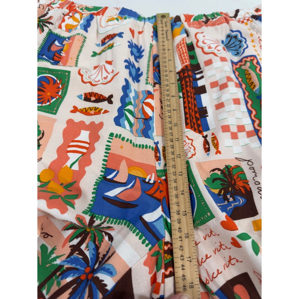 Sugarlips Womens Postcard Print Wide Leg Pants Cropped 3X Boho Mediterranean - Picture 7 of 11